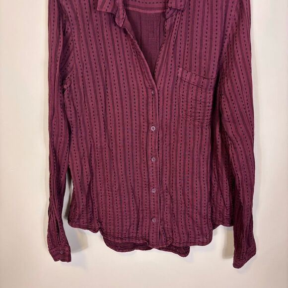 Cloth & Stone Maroon with Black Patterned Collared Button Down Shirt XL - Picture 4 of 6
